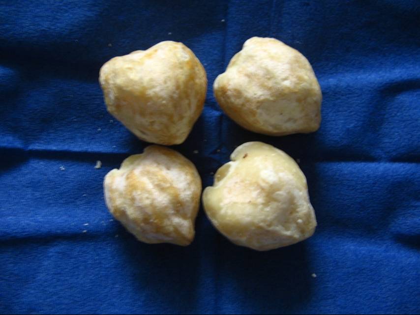 Four shelled candlenut kernels